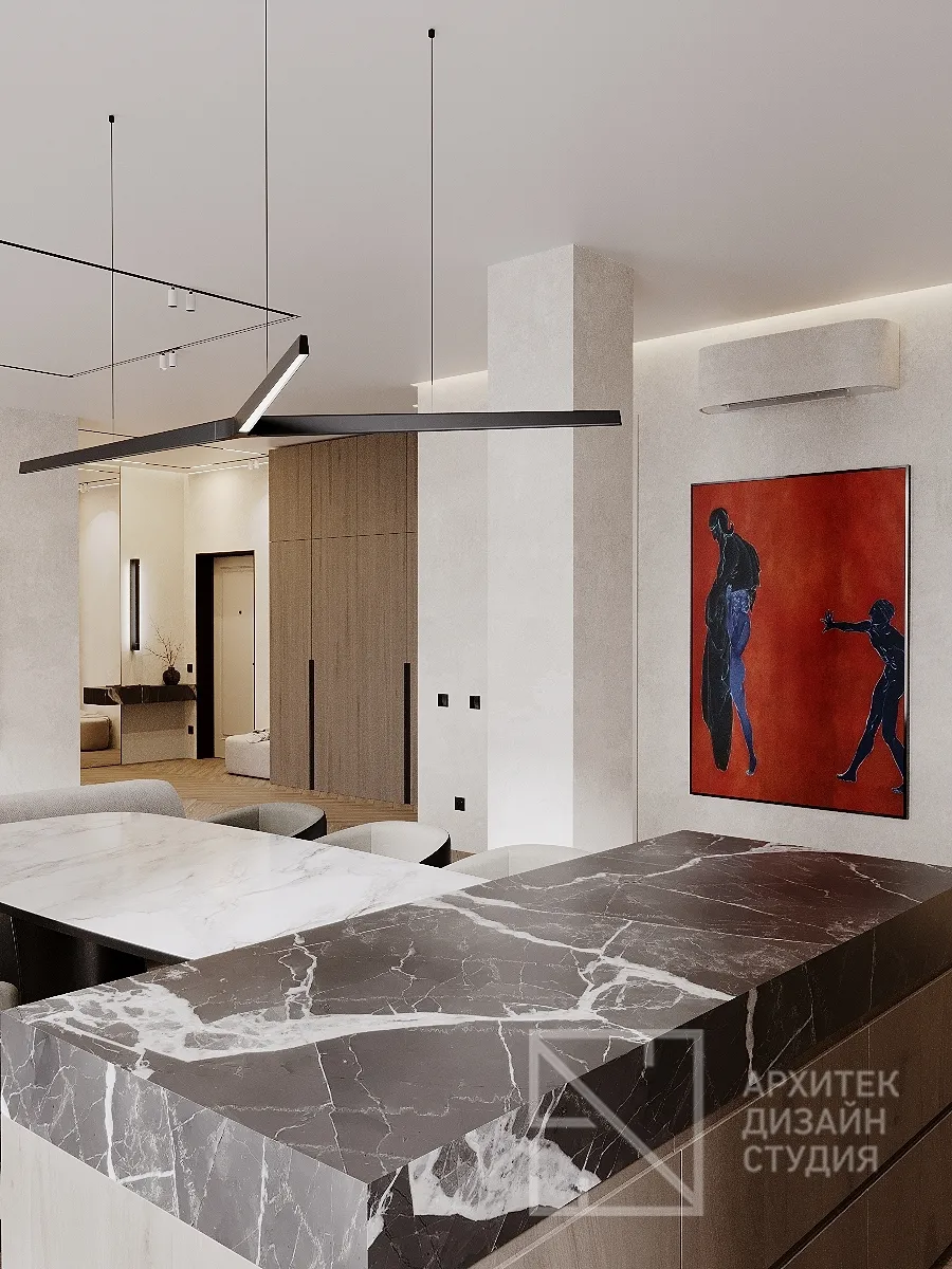 Дизайн интерьера квартиры в г. Абакан по ул. Авиаторов 1В/2 - Гостиная-кухня - Фото 6